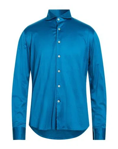 Alessandro Gherardi Man Shirt Deep Teal Size 16 Cotton In Multi