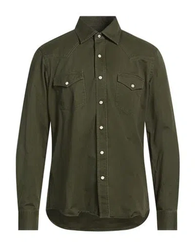 Alessandro Gherardi Man Shirt Dark Green Size 16 Cotton