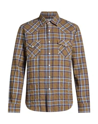 Alessandro Gherardi Man Shirt Khaki Size 15 Cotton, Elastane In Multi