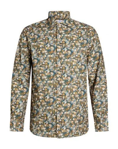 Alessandro Gherardi Man Shirt Khaki Size 17 Cotton In Green