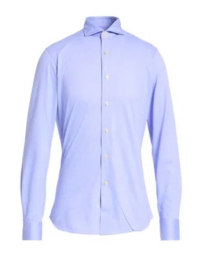 Alessandro Gherardi Man Shirt Light Blue Size 17 Cotton In Purple