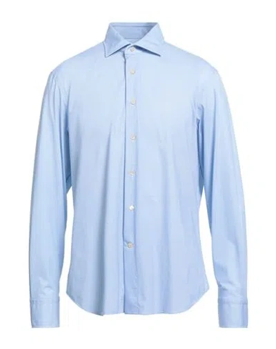 Alessandro Gherardi Man Shirt Light Blue Size 17 ½ Polyamide, Polyester, Elastane