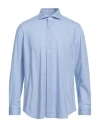 Alessandro Gherardi Man Shirt Light Blue Size 16 ½ Polyamide, Polyester, Elastane In Blue