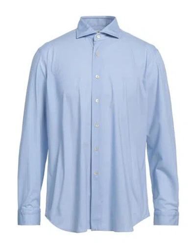 Alessandro Gherardi Man Shirt Light Blue Size 16 ½ Polyamide, Polyester, Elastane