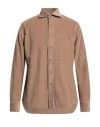 ALESSANDRO GHERARDI ALESSANDRO GHERARDI MAN SHIRT LIGHT BROWN SIZE L COTTON