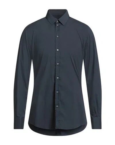 Alessandro Gherardi Man Shirt Midnight Blue Size 15 ¾ Cotton, Polyamide, Elastane