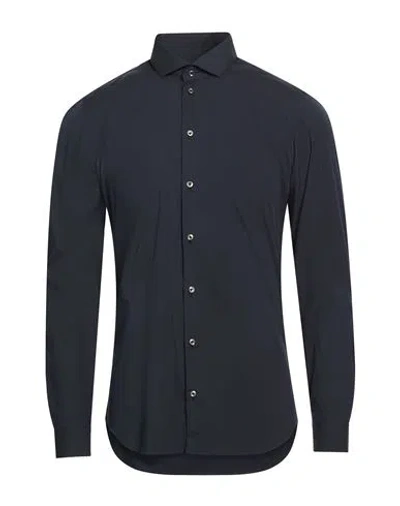 Alessandro Gherardi Man Shirt Midnight Blue Size 15 ¾ Cotton, Polyamide, Elastane