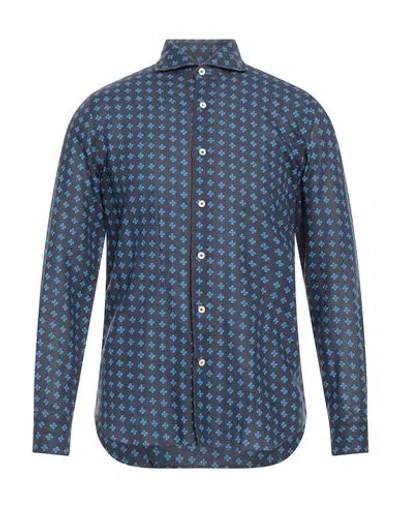 Alessandro Gherardi Man Shirt Slate Blue Size 17 Cotton