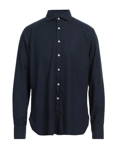Alessandro Gherardi Man Shirt Midnight Blue Size L Cotton