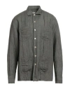 Alessandro Gherardi Man Shirt Military Green Size 16 ½ Linen In Gray