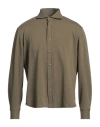 Alessandro Gherardi Man Shirt Military Green Size L Cotton, Elastane In Green