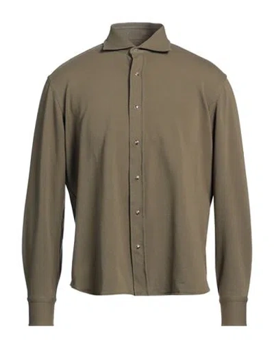 Alessandro Gherardi Man Shirt Military Green Size L Cotton, Elastane