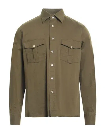 Alessandro Gherardi Man Shirt Military Green Size Xl Cotton, Elastane In Gray