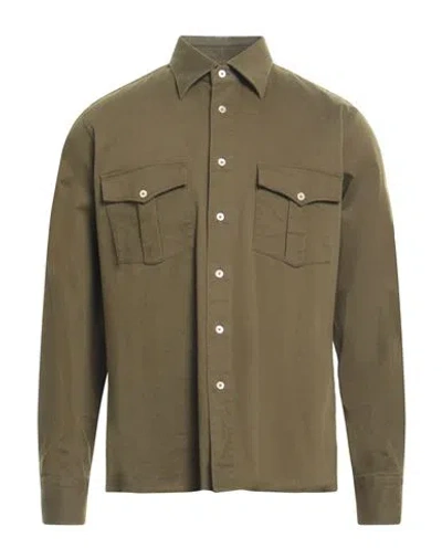Alessandro Gherardi Man Shirt Military Green Size Xl Cotton, Elastane