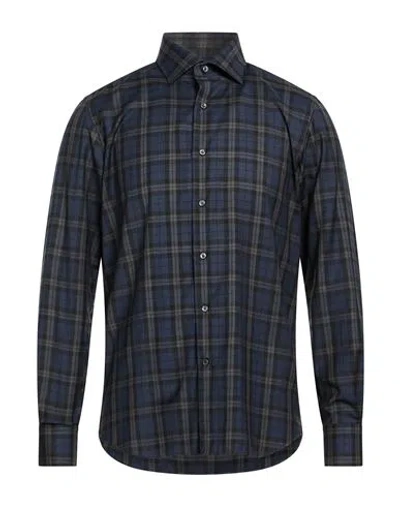 Alessandro Gherardi Man Shirt Navy Size 17 Cotton In Blue