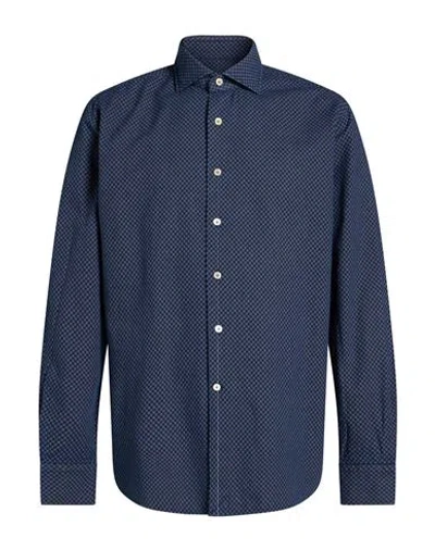 Alessandro Gherardi Man Shirt Navy Size 17 ½ Cotton In Blue