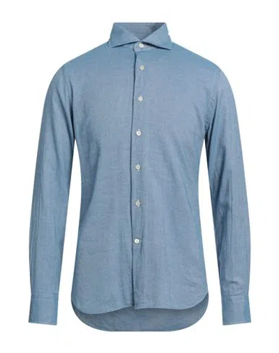 Alessandro Gherardi Man Shirt Blue Size 16 Cotton