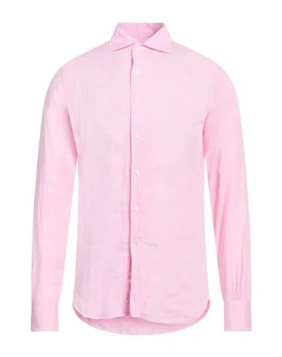 Alessandro Gherardi Man Shirt Pink Size 15 ½ Linen