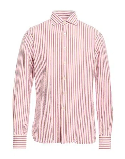 Alessandro Gherardi Man Shirt Rust Size 15 ¾ Cotton, Linen In Pink