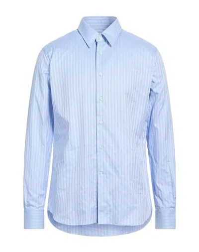 Alessandro Gherardi Man Shirt Sky Blue Size 16 Cotton In Brown