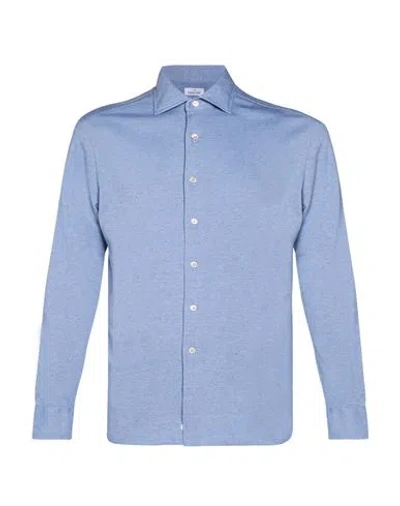 Alessandro Gherardi Man Shirt Sky Blue Size 16 Cotton, Cashmere In Multi