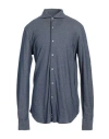 Alessandro Gherardi Man Shirt Slate Blue Size 17 Cotton In Blue