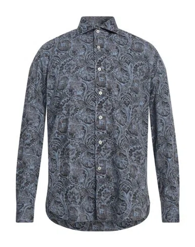 Alessandro Gherardi Man Shirt Slate Blue Size 16 Cotton