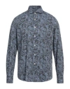 Alessandro Gherardi Man Shirt Slate Blue Size 16 Cotton In Blue