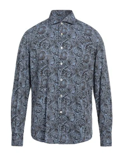 Alessandro Gherardi Man Shirt Slate Blue Size 16 Cotton