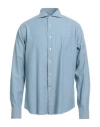 Alessandro Gherardi Man Shirt Slate Blue Size 16 ½ Cotton In Blue