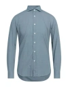 Alessandro Gherardi Man Shirt Slate Blue Size 16 Cotton In Blue