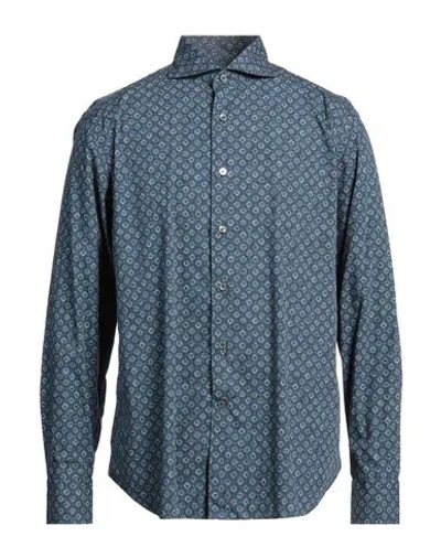 Alessandro Gherardi Man Shirt Slate Blue Size 17 Cotton