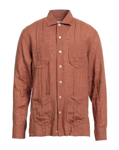 Alessandro Gherardi Man Shirt Tan Size 16 Cotton In Brown