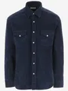 Alessandro Gherardi Navy Blue Long Sleeves Corduroy Shirt In Blue
