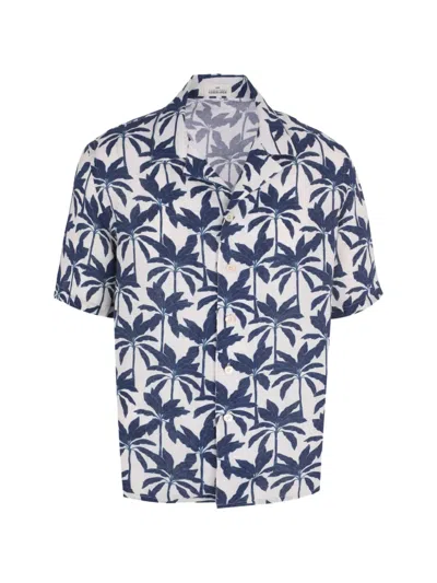 Alessandro Gherardi Palm Print Shirt In Blue