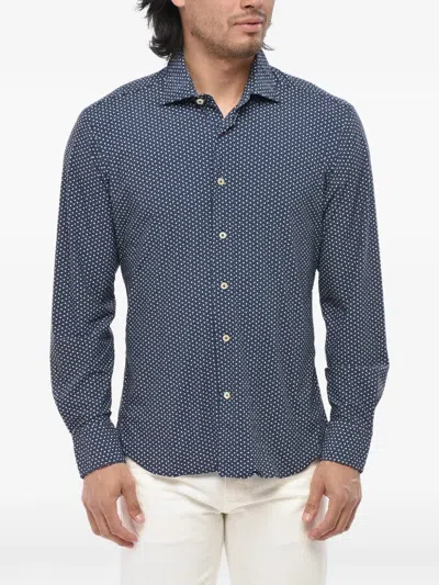 Alessandro Gherardi Patterned-fabric French-collar Shirt In Blue
