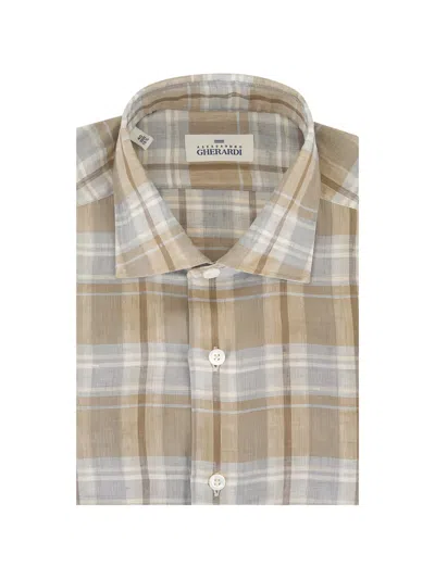 Alessandro Gherardi Plaid Linen Shirt In Brown
