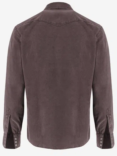 Alessandro Gherardi Ribbed Cotton Shirt In Brown