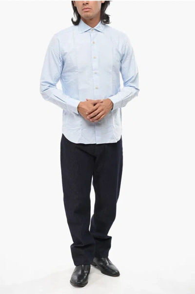Alessandro Gherardi Solid Color Shirt With Spread Collar In Blue
