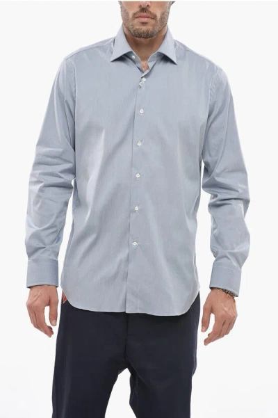 Alessandro Gherardi Spread Collar Solid Color Shirt In Blue