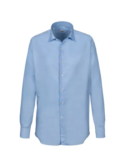 Alessandro Gherardi Spread-collar Cotton Shirt In Blue