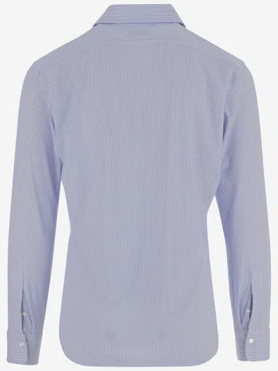 Alessandro Gherardi Stretch Jersey Striped Shirt In Blue