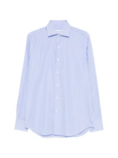 Alessandro Gherardi Striped Cotton Shirt In Blue