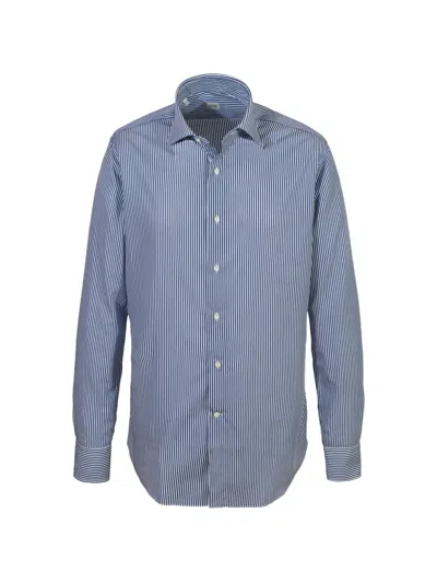 Alessandro Gherardi Striped Cotton Shirt In Blue