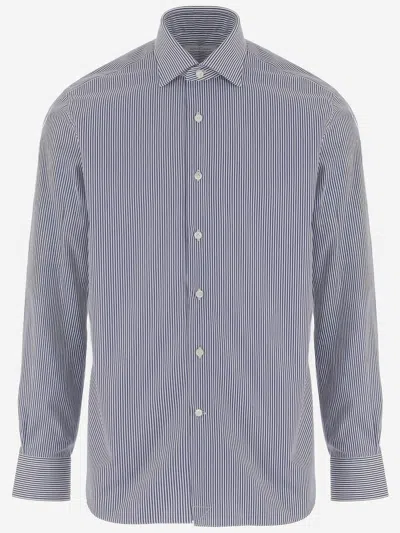 Alessandro Gherardi Striped Cotton Shirt In Blue