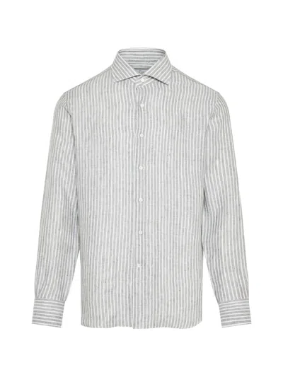 Alessandro Gherardi Cream Beige Striped Cotton Shirt In Neutral
