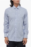 Alessandro Gherardi Two-tone Striped Shirt With Spread Collar In Blue
