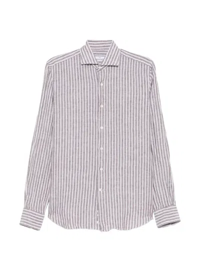Alessandro Gherardi Vertical-stripes Linen Shirt In Gray