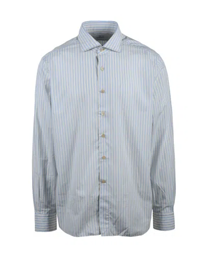 Alessandro Gherardi White Light Blue Striped Shirt