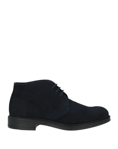 Alessandro Gilles Man Ankle Boots Midnight Blue Size 9 Leather In Black